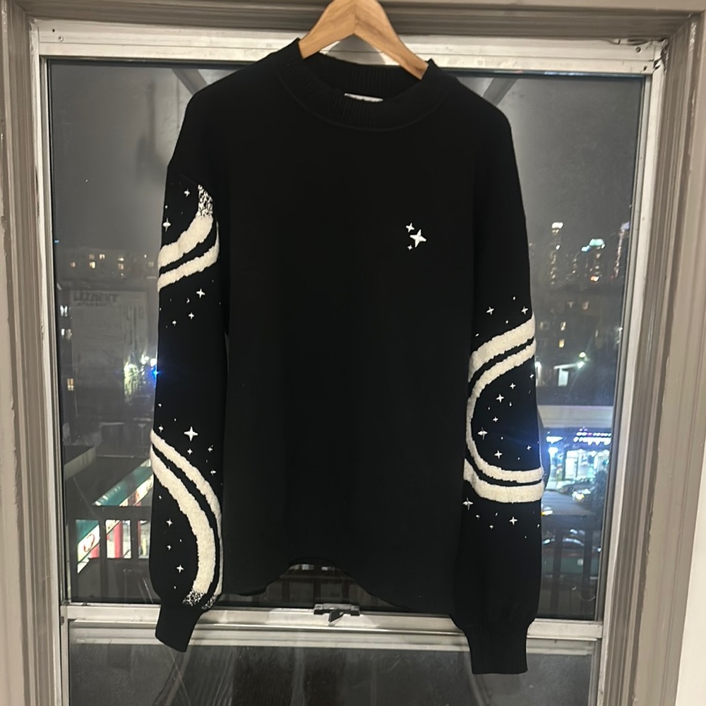 Black Sweater with White Star Design
